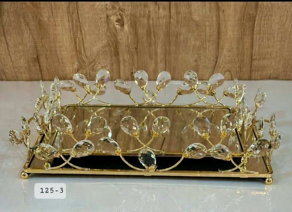 PLATEAU MIROIR FEUILLES CRISTAL 125-3