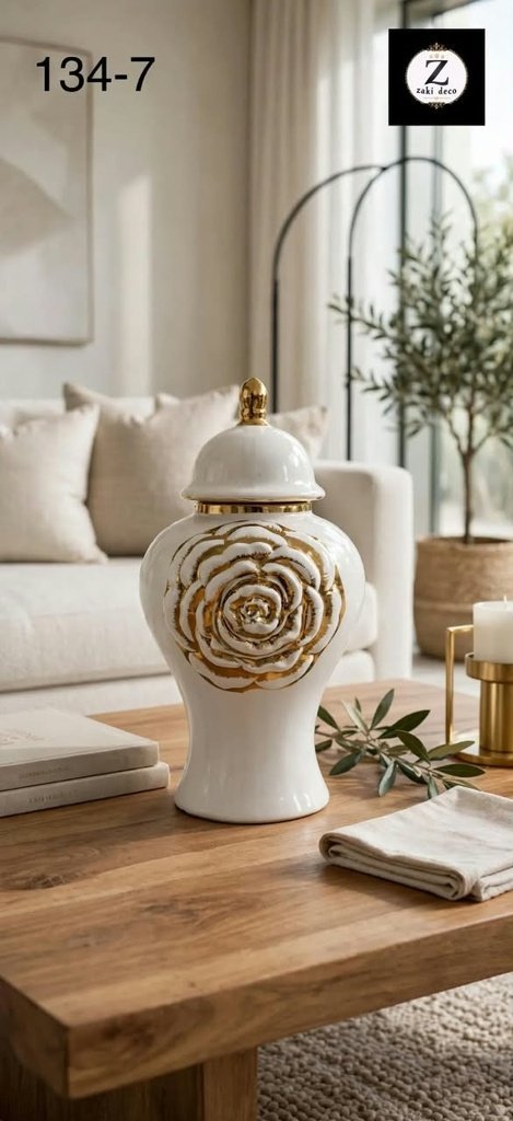 VASE POTICHE ROSE DORÉE 134-7