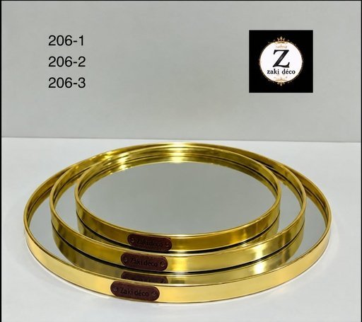 [206-2] PLATEAUX MIROIR RONDS DORÉS 206-2