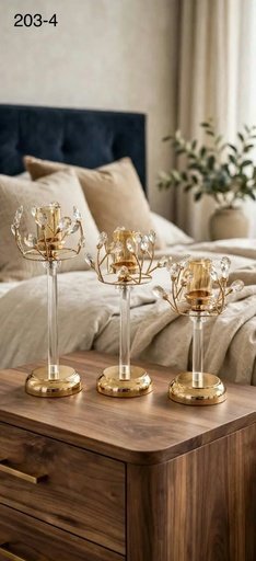 [203-4] BOUGEOIRS FLEUR CRISTAL TIGE TRANSPARENTE 203-4