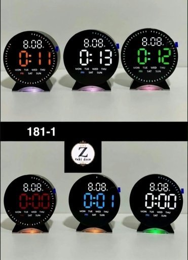 [181-1] RÉVEIL DIGITAL LED ROND SOCLE NOIR 181-1
